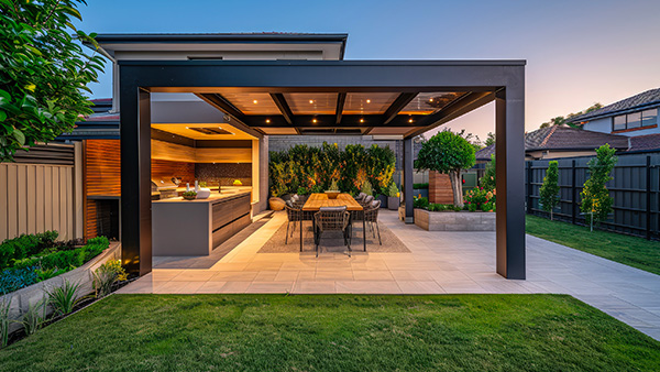 pergola autoportée en aluminium sur la terrasse